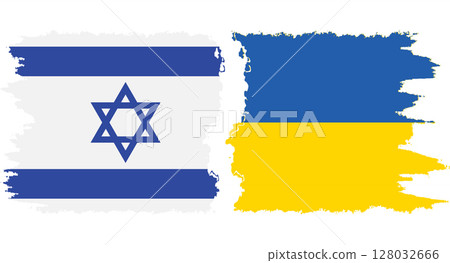 Ukraine and Israel grunge flags connection vector Ukraine and Israel grunge flags connection vector 128032666