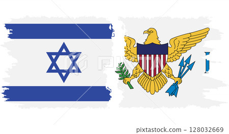 United States Virgin Islands and Israel grunge flags connection 128032669