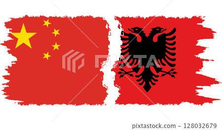 Albania and China grunge flags connection vector Albania and China grunge flags connection vector 128032679