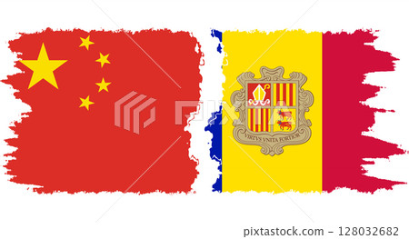 Andorra and China grunge flags connection vector Andorra and China grunge flags connection vector 128032682