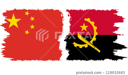 Angola and China grunge flags connection vector Angola and China grunge flags connection vector 128032683