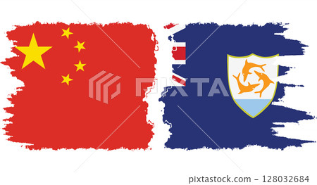 Anguilla and China grunge flags connection vector Anguilla and China grunge flags connection vector 128032684