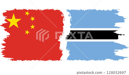 Botswana and China grunge flags connection vector Botswana and China grunge flags connection vector 128032697