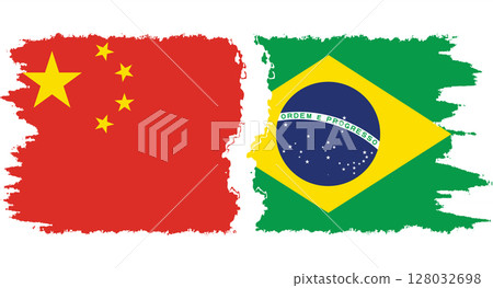 Brazil and China grunge flags connection vector Brazil and China grunge flags connection vector 128032698