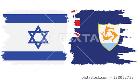 Anguilla and Israel grunge flags connection vector Anguilla and Israel grunge flags connection vector 128032732