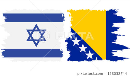 Bosnia and Herzegovina and Israel grunge flags connection vector Bosnia and Herzegovina and Israel grunge flags connection vector 128032744