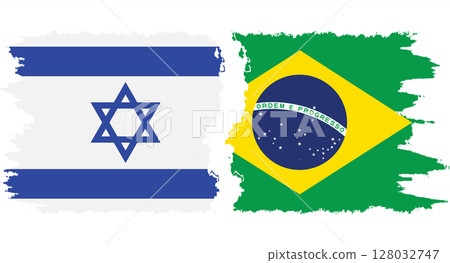 Brazil and Israel grunge flags connection vector Brazil and Israel grunge flags connection vector 128032747