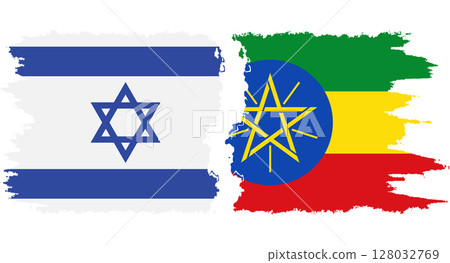 Ethiopia and Israel grunge flags connection vector Ethiopia and Israel grunge flags connection vector 128032769