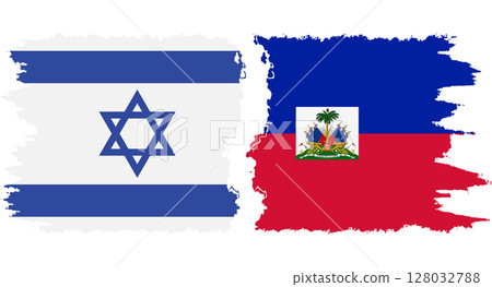 Haiti and Israel grunge flags connection vector 128032788