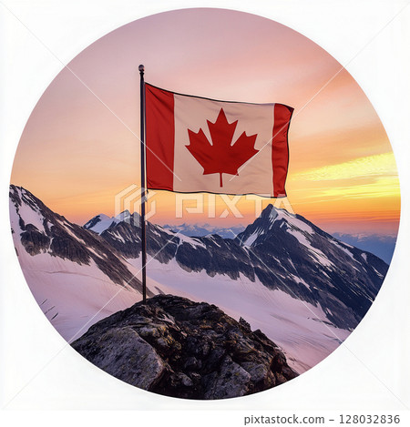 Canadian flag on the mountain 128032836