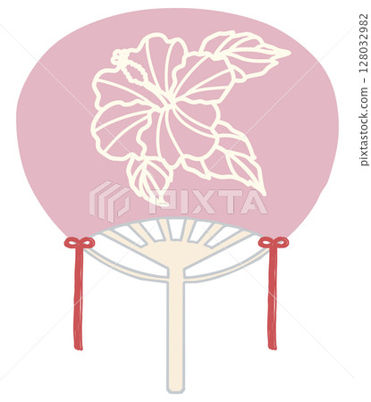 Simple fan illustration, hibiscus, pink Simple fan illustration, hibiscus, pink 128032982