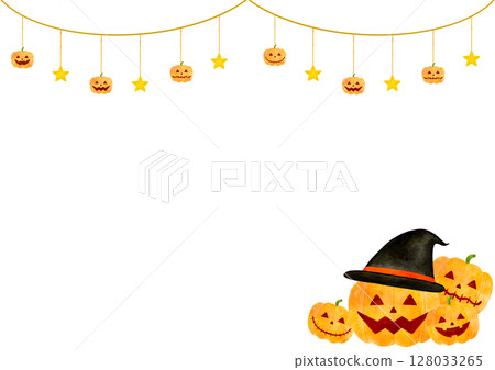 Halloween pumpkin frame garland illustration 128033265