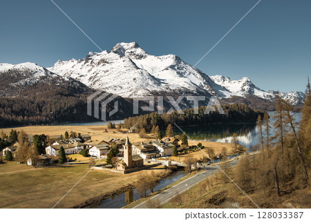 Sils Maria village Engadine valley 128033387