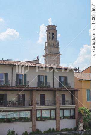 Verona Cathedral of Santa Maria Matricolare in historic centre of Verona town, Italy, Europe. 128033697