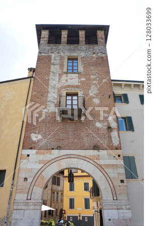 The Ponte Pietra is a Roman arch bridge crossing the Adige River in Verona, Italy. The Ponte Pietra is a Roman arch bridge crossing the Adige River in Verona, Italy. 128033699