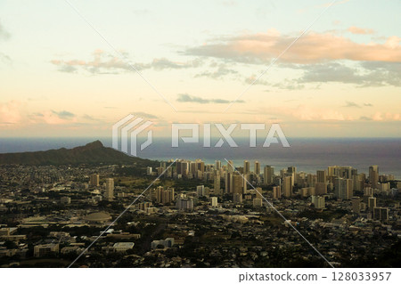 Sunset seen from Tantalus Hill, Hawaii 128033957
