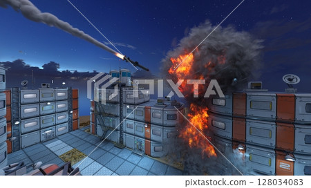 Future cityscape under attack 128034083