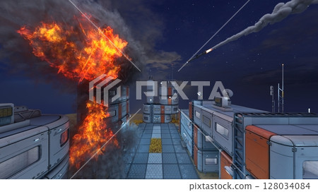 Future cityscape under attack 128034084