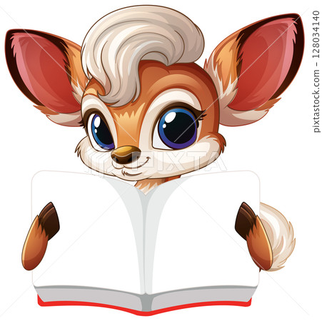 Cute Cartoon Animal Reading a Book 128034140