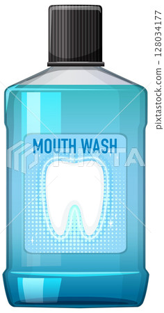 Blue Mouthwash Bottle Vector Illustration Blue Mouthwash Bottle Vector Illustration 128034177