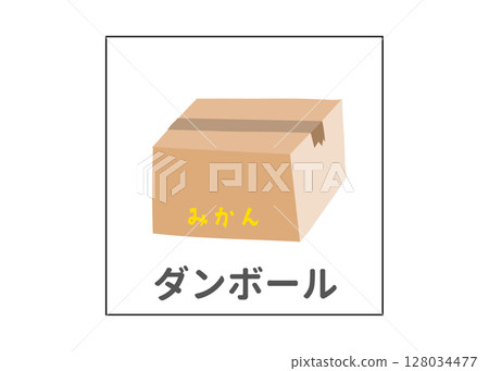 紙板回收、垃圾分類插圖、圖示素材 紙板回收、垃圾分類插圖、圖示素材 128034477