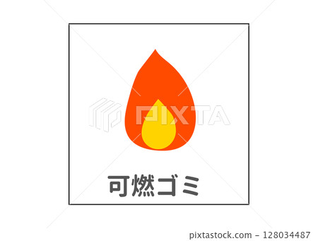 可燃垃圾、分類垃圾、圖標材料 128034487
