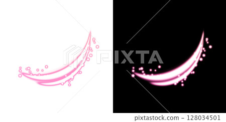 Pink light trail and magic sparks (transparent + black background) 128034501