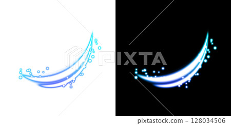 藍色光跡和火花（透明+黑色背景） 128034506