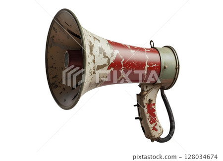 Old loudspeaker on a white background 128034674