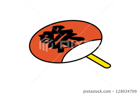 帶有節日字母的扇子簡單線條畫插圖,夏季等距插圖 帶有節日字母的扇子簡單線條畫插圖,夏季等距插圖 128034709