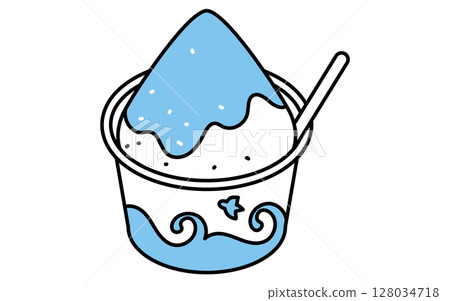 刨冰的簡單線條畫插圖,夏季等距插圖 刨冰的簡單線條畫插圖,夏季等距插圖 128034718