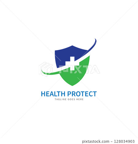 health protection with shield logo design vector template for medical or insurance company-vector health protection with shield logo design vector template for medical or insurance company-vector 128034903