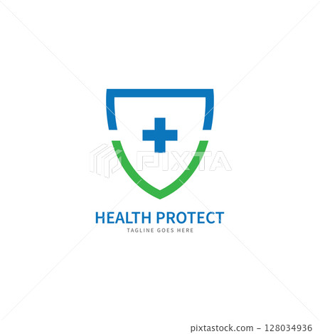 health protection with shield logo design vector template for medical or insurance company-vector 128034936