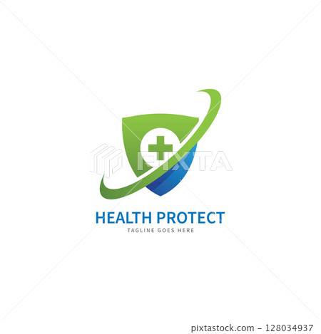 health protection with shield logo design vector template for medical or insurance company-vector 128034937