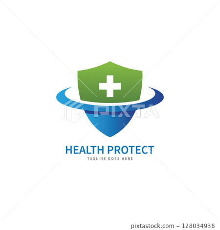 health protection with shield logo design vector template for medical or insurance company-vector 128034938