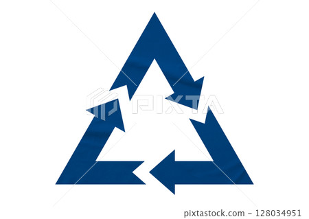 Blue recycle symbol paper isolated on transparent background 128034951