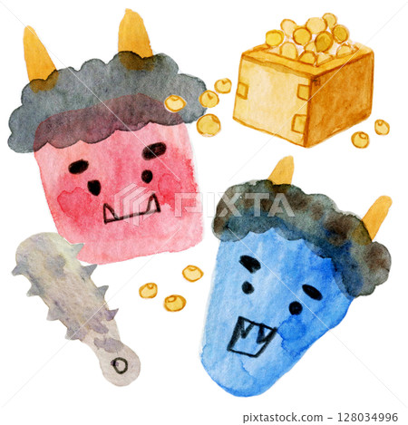水彩插圖、手繪插圖、節分影像 水彩插圖、手繪插圖、節分影像 128034996