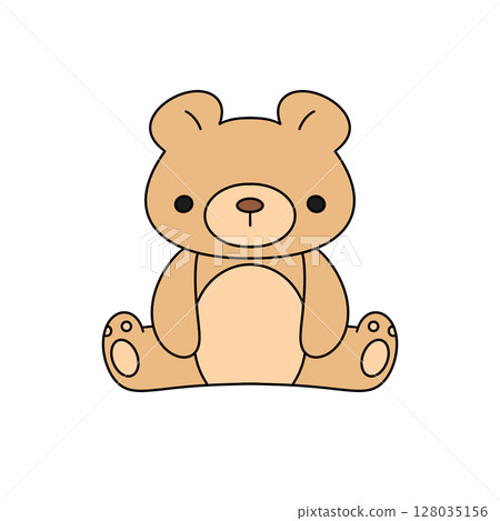 A cute teddy bear is sitting on a white background 128035156