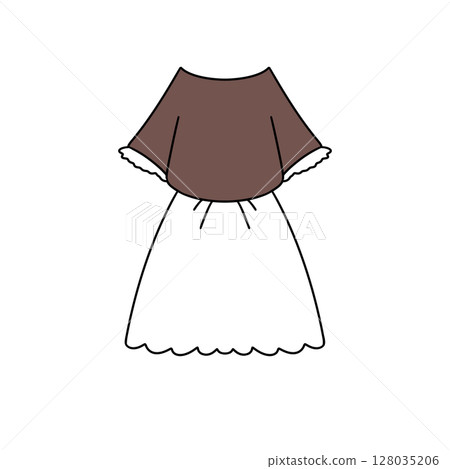 A dress with a white skirt and a brown top A dress with a white skirt and a brown top 128035206