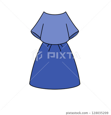 A blue dress with a blue top and a blue skirt 128035209