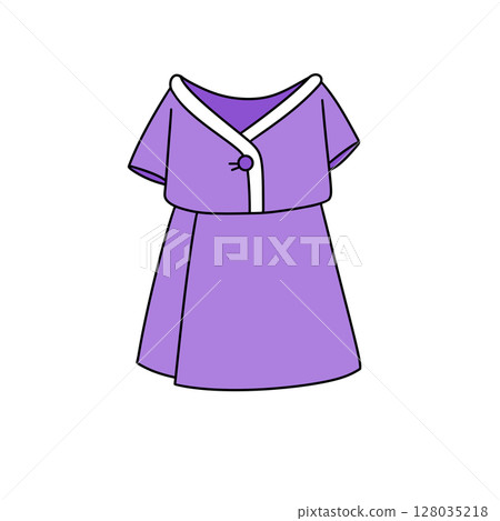 A purple dress with a white collar and a white bow 128035218