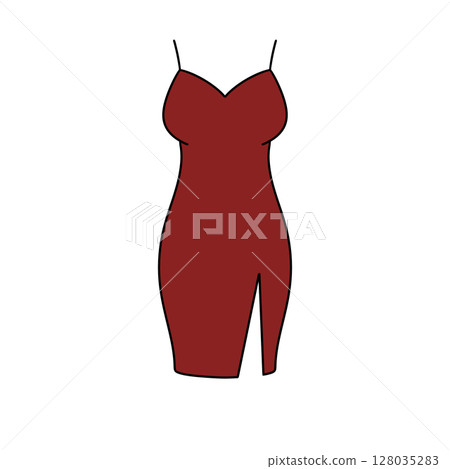A red dress with a split in the middle A red dress with a split in the middle 128035283