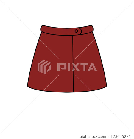 A red skirt with a black belt 128035285