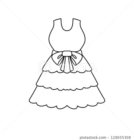A dress with a bow is drawn in black and white A dress with a bow is drawn in black and white 128035308