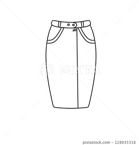 A white skirt with a belt and pockets A white skirt with a belt and pockets 128035318