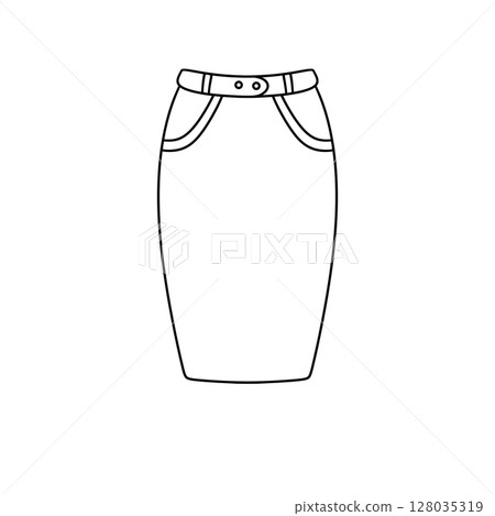 A white skirt with a belt and pockets A white skirt with a belt and pockets 128035319