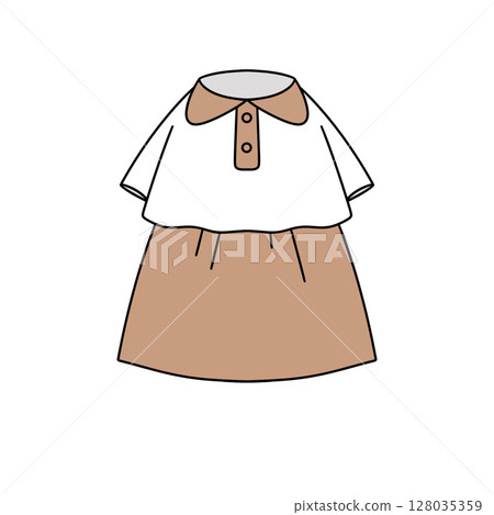 A cartoon drawing of a woman's dress with a white collar 128035359