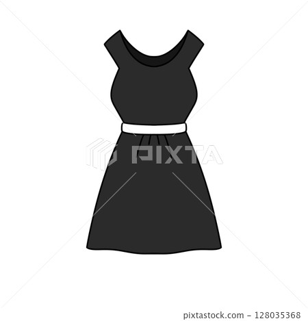 A black dress with a white belt 128035368