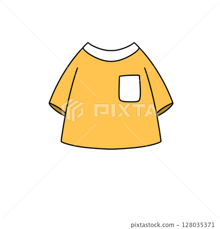 A yellow shirt with a pocket on the front 128035371