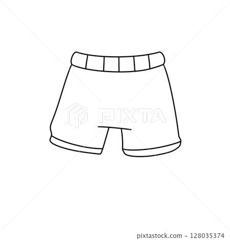 A pair of shorts is drawn in black and white 128035374
